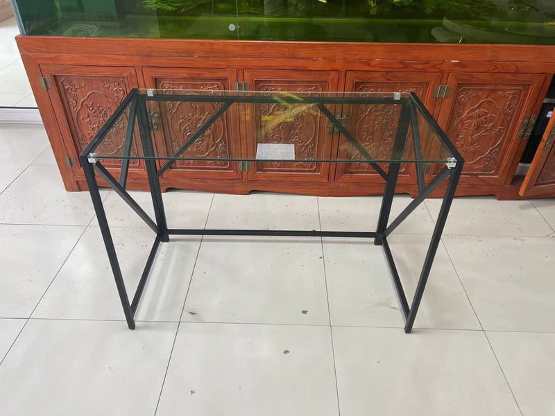 Tempered Clear Glass Computer Desk, Laptop Desk Transparent Glass Laptop Table, Small Study Desk