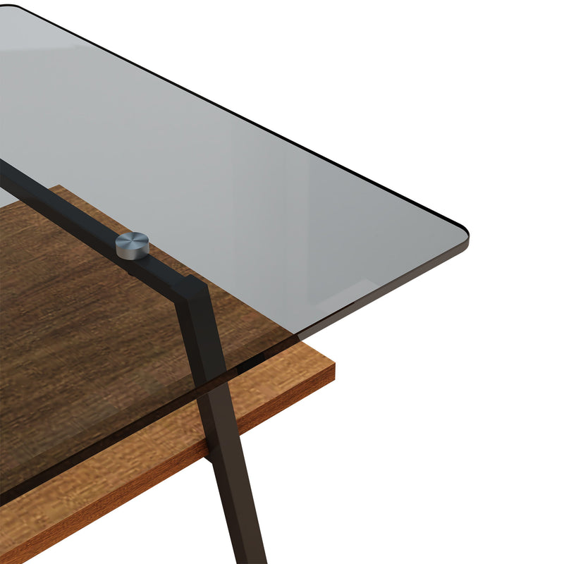 Rectangle Coffee Table, Tempered Glass Tabletop With Metal Legs