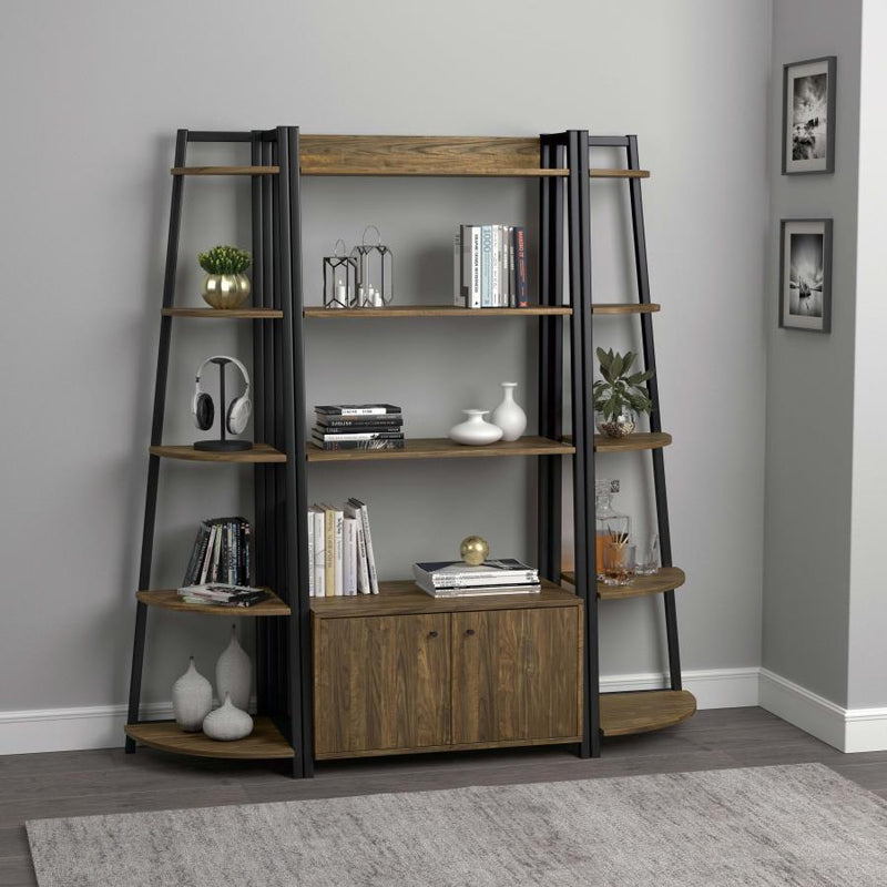 Jacksonville - 5-Shelf Bookshelf - Black And Aged Walnut