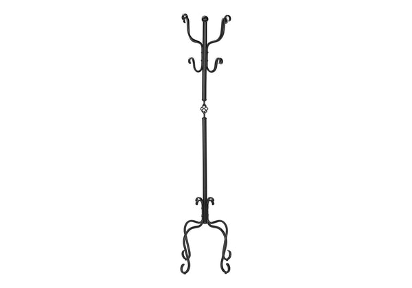 Coat Rack, Hall Tree, Free Standing, 8 Hooks, Entryway, Transitional - Black