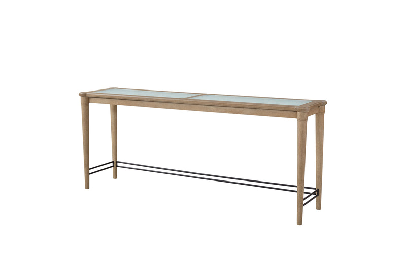 Glass Console Table With 3 Stools - Frosted