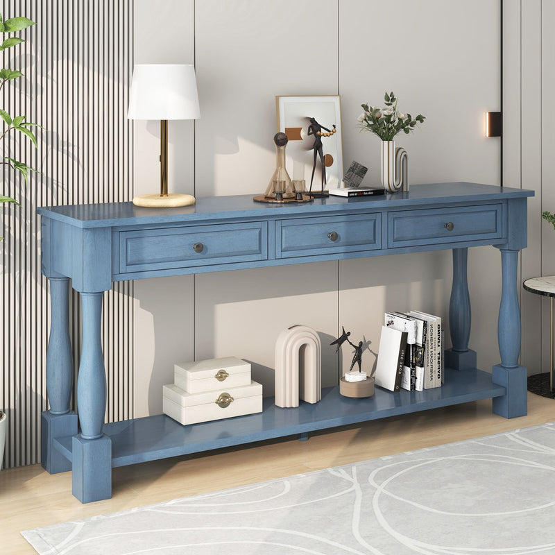 Console Table Long Console Table With Drawers And Shelf For Entryway, Hallway, Living Room