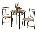 3 Pieces Dining Table Set, Small, Round, Contemporary & Modern