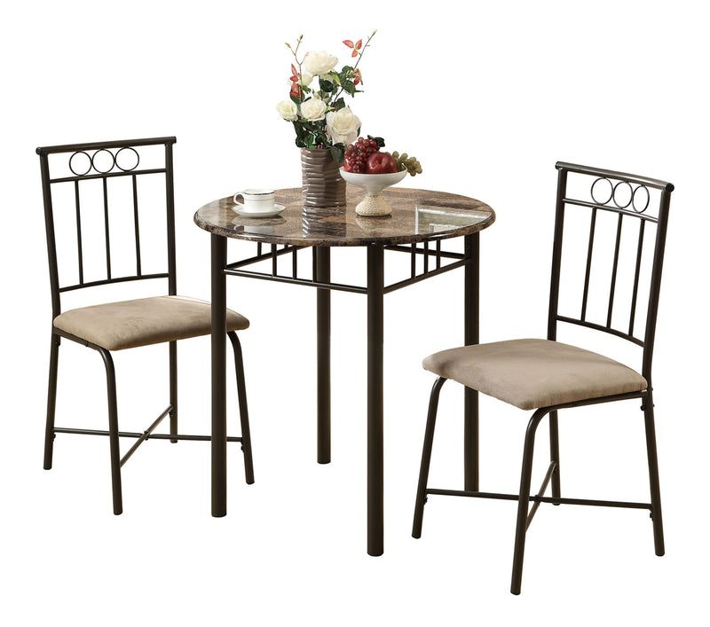 3 Pieces Dining Table Set, Small, Round, Contemporary & Modern