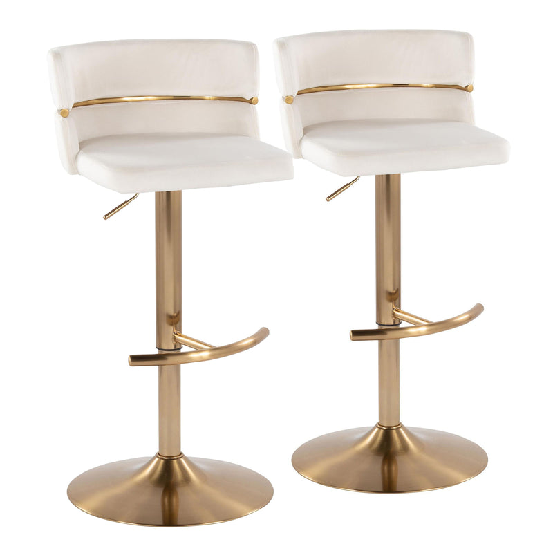 Cinch - Glam / Art Deco Adjustable Barstool With Swivel With Rounded T Footrest (Set of 2)