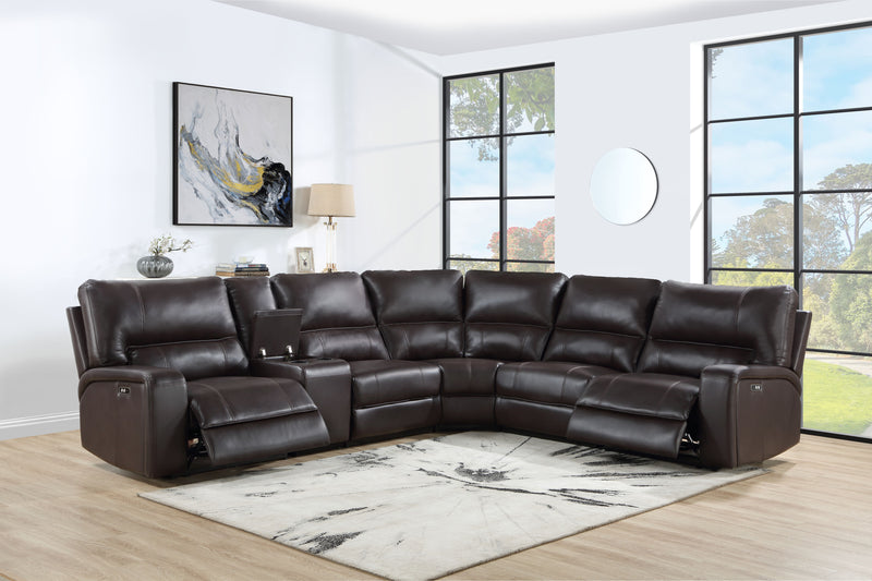 Saul - Power Recliner Sectional Sofa With USB Port Cupholder Console