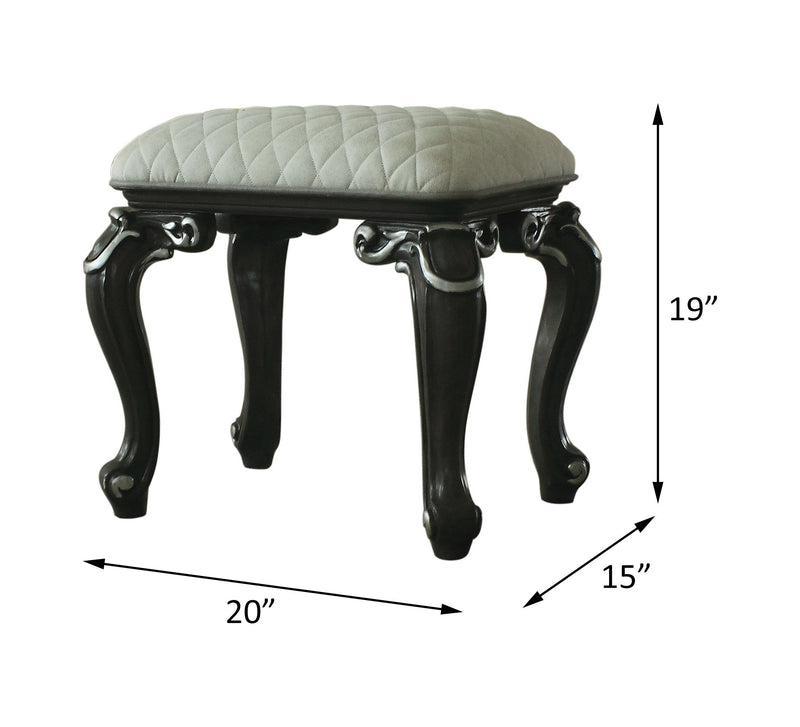 House - Delphine - Stool - Two Tone Ivory Fabric & Charcoal Finish