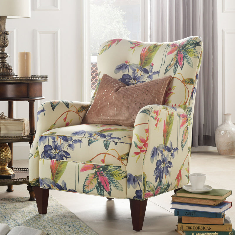 Paradise - Upholstered Arm Chair Floral Printed On Cotton - Off-White