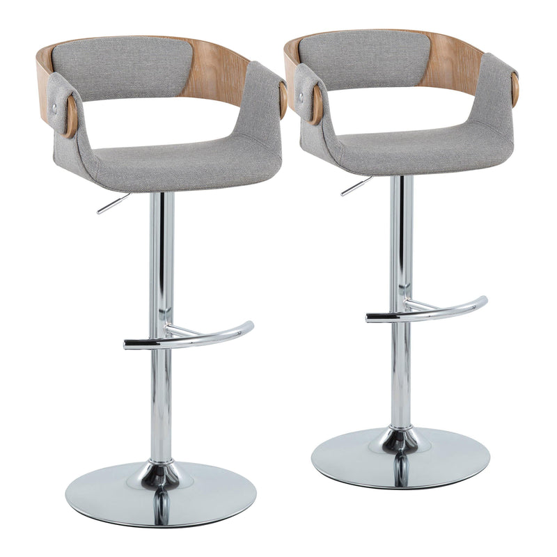 Elisa - Mid Century Modern Adjustable Barstool With Swivel With Rounded T Footrest (Set of 2)