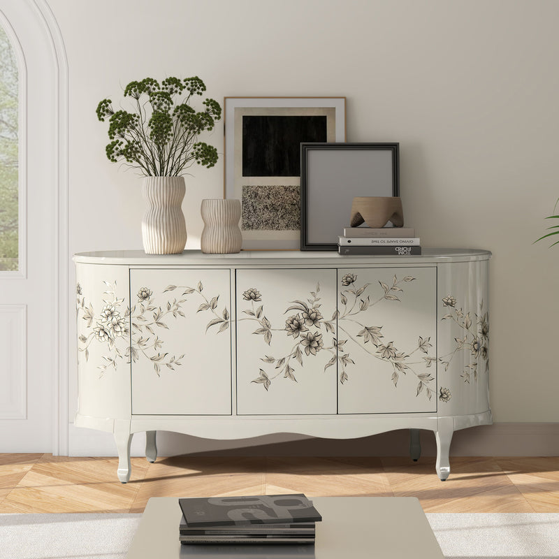 Florence - Hand Painted Lacquered Credenza - Taupe Gray