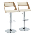 Cecina - Mid Century Modern Adjustable Height Barstool With Swivel With Oval Footrest (Set of 2)