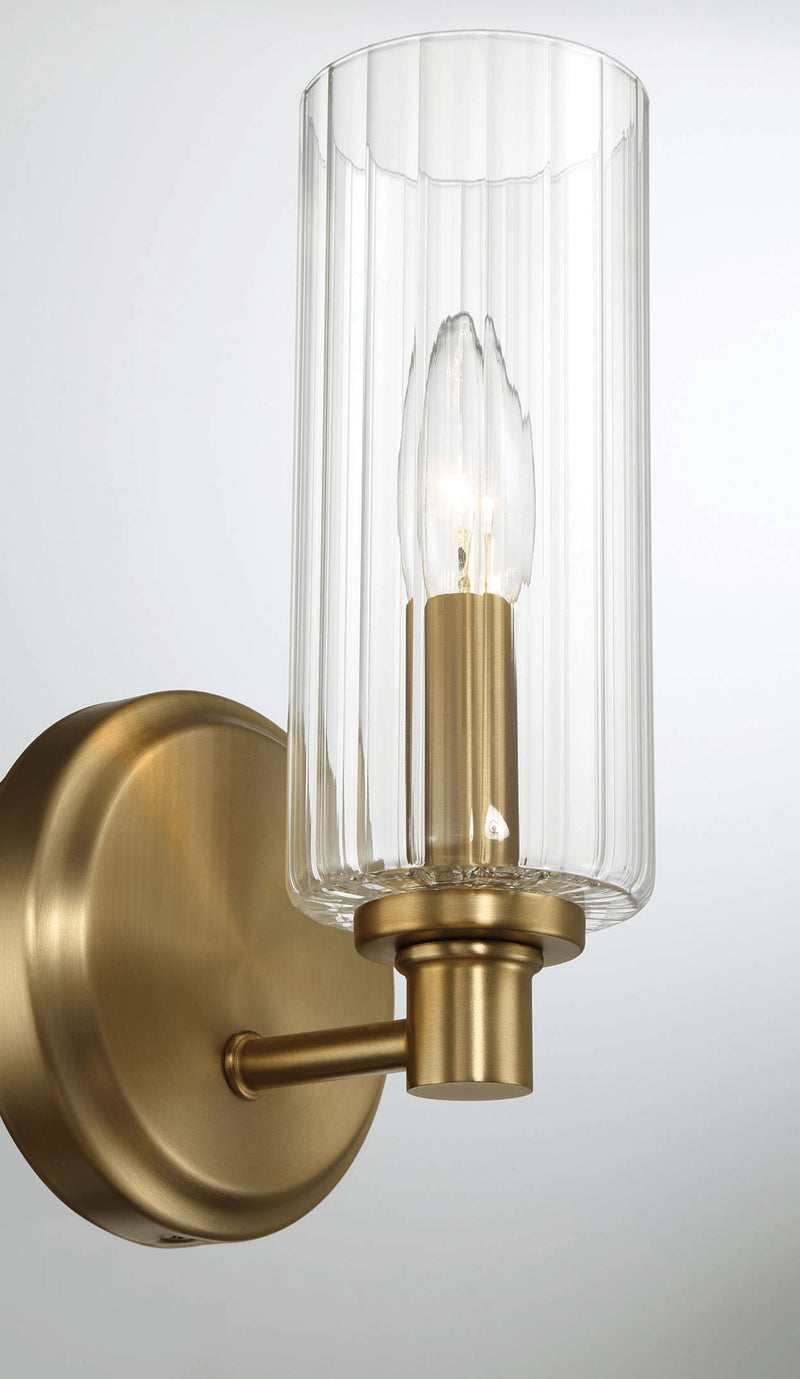 Jardin - Single Light Wall Sconce With Clear Ribbed Satin - Clear / Gold