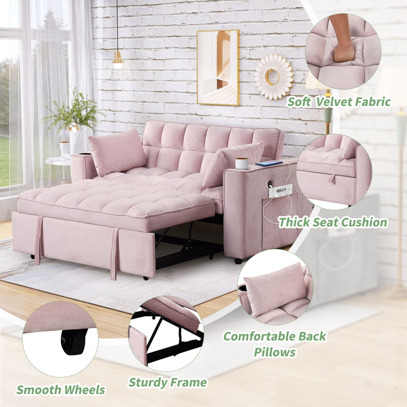 Multi Functional Sofa Bed With Cup Holder And USB Port For Living Room Or Apartments