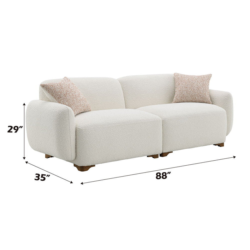 Darius - Sofa With 2 Pillows - Beige Boucle