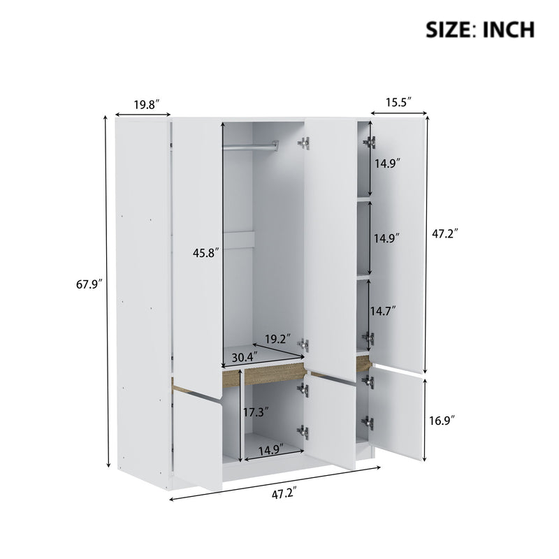 6 Doors Wardrobe Storage For Bedroom