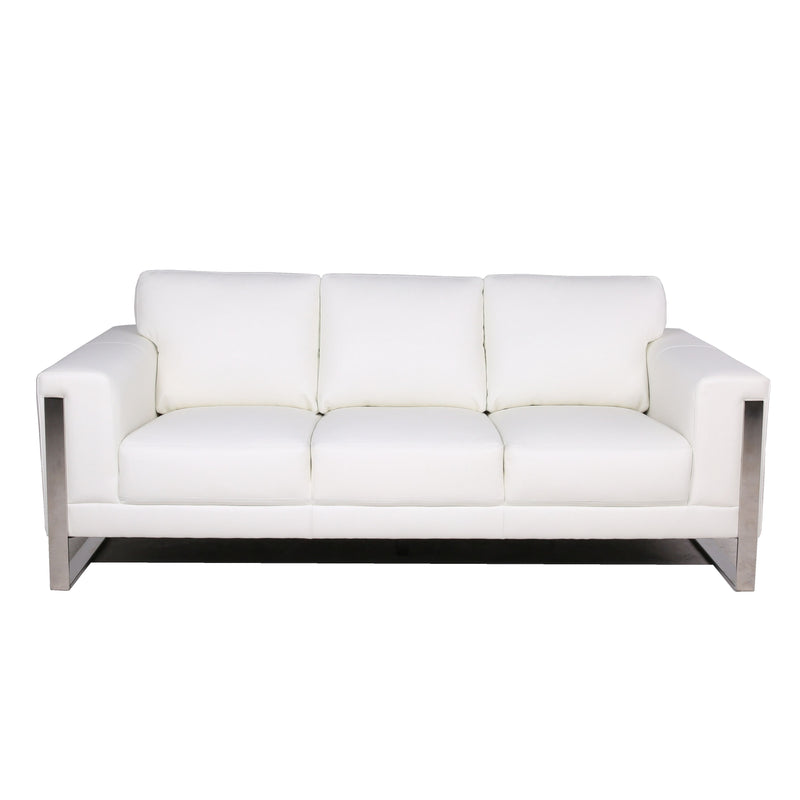 Modern Leather Metal Leg Sofa