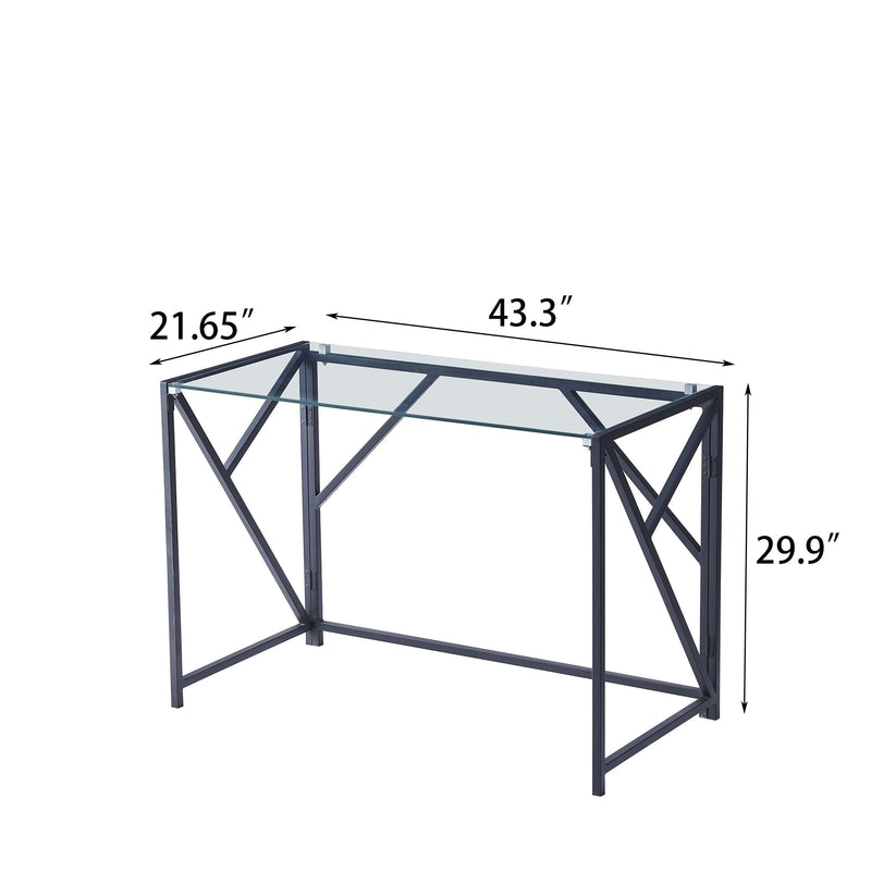 Tempered Clear Glass Computer Desk, Laptop Desk Transparent Glass Laptop Table, Small Study Desk