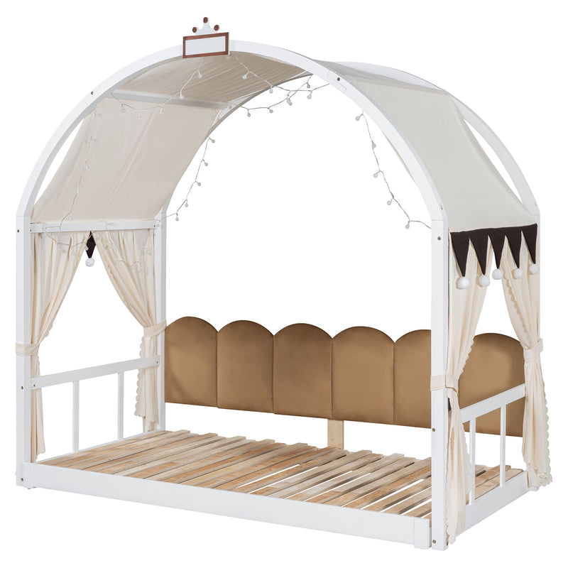 Extended Bed With Arched Roof And Trundle