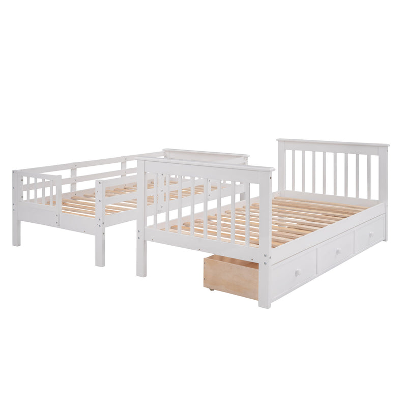 Stairway Twin Over Twin Bunk Bed With Three Drawers For Bedroom, Dorm