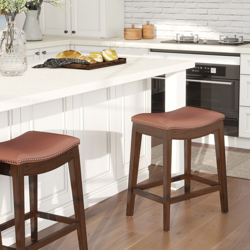 Barlow - Backless Saddle Counter Stool - Brown