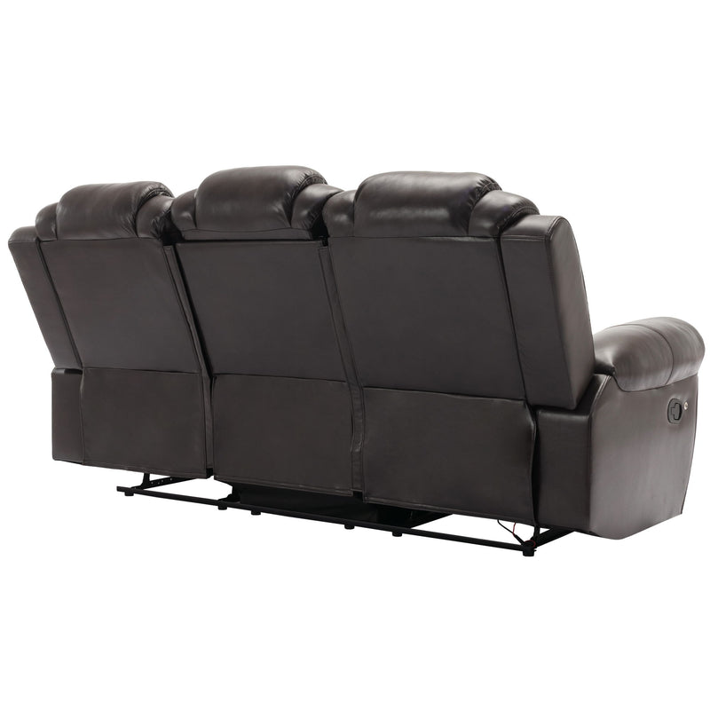 Home Theater Seating Manual Recliner Chair With Center Console And Led Light Strip For Living Room