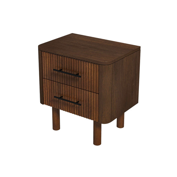 Logan - Mid-Century Modern Nightsd Bed Side Tables With 2 Drawers - Brown