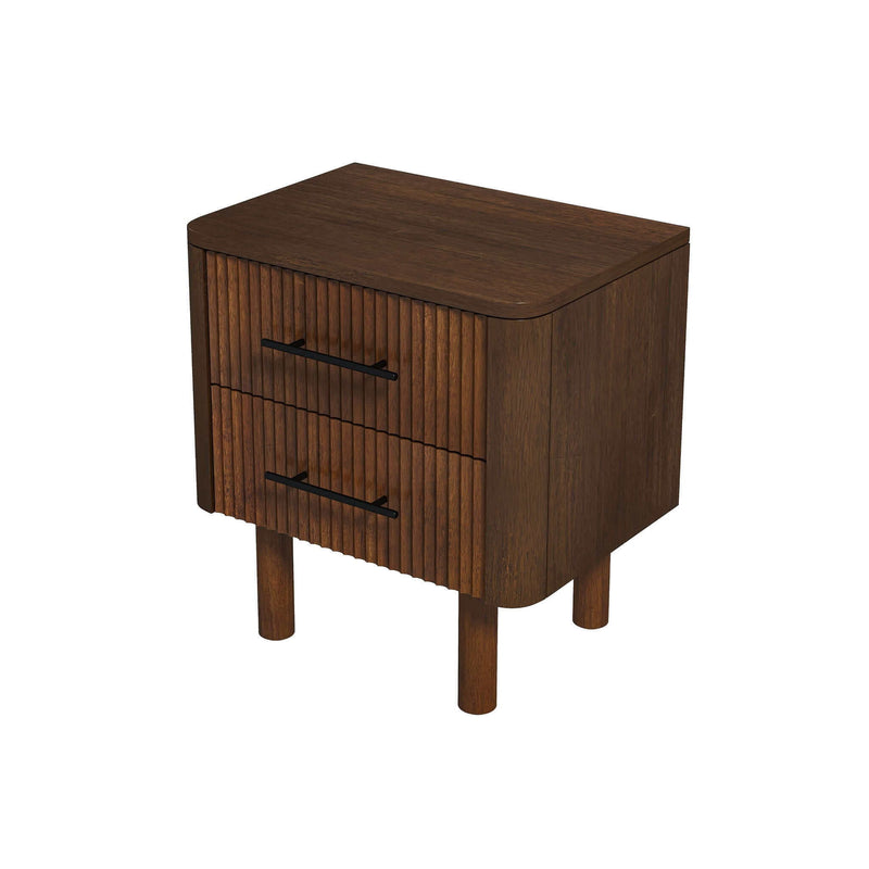 Logan - Mid-Century Modern Nightsd Bed Side Tables With 2 Drawers - Brown