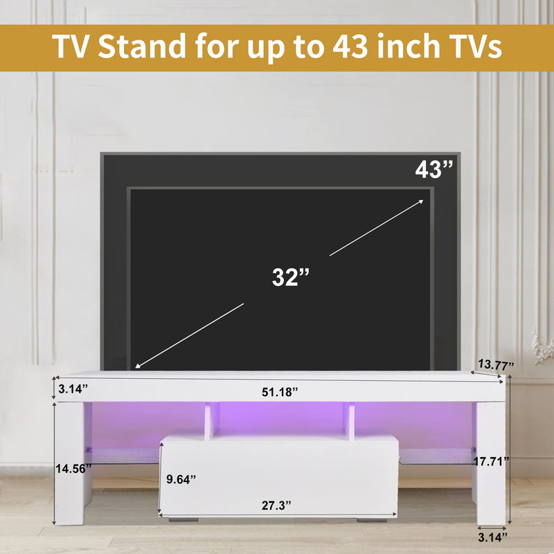 TV Stand With Storage 43" LED Modern TV Media Console Entertainment Center With Drawer TV Cabinet For Living Room Bedroom - White