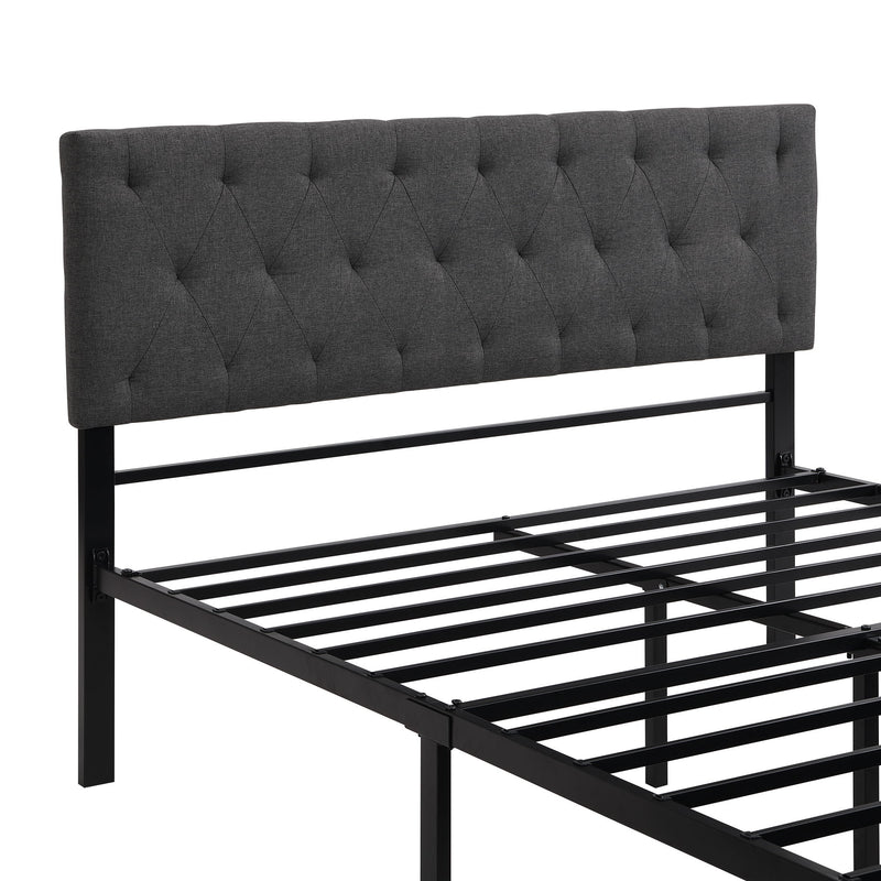 Full Size Storage Bed Metal Platform Bed With A Big Drawer - Gray