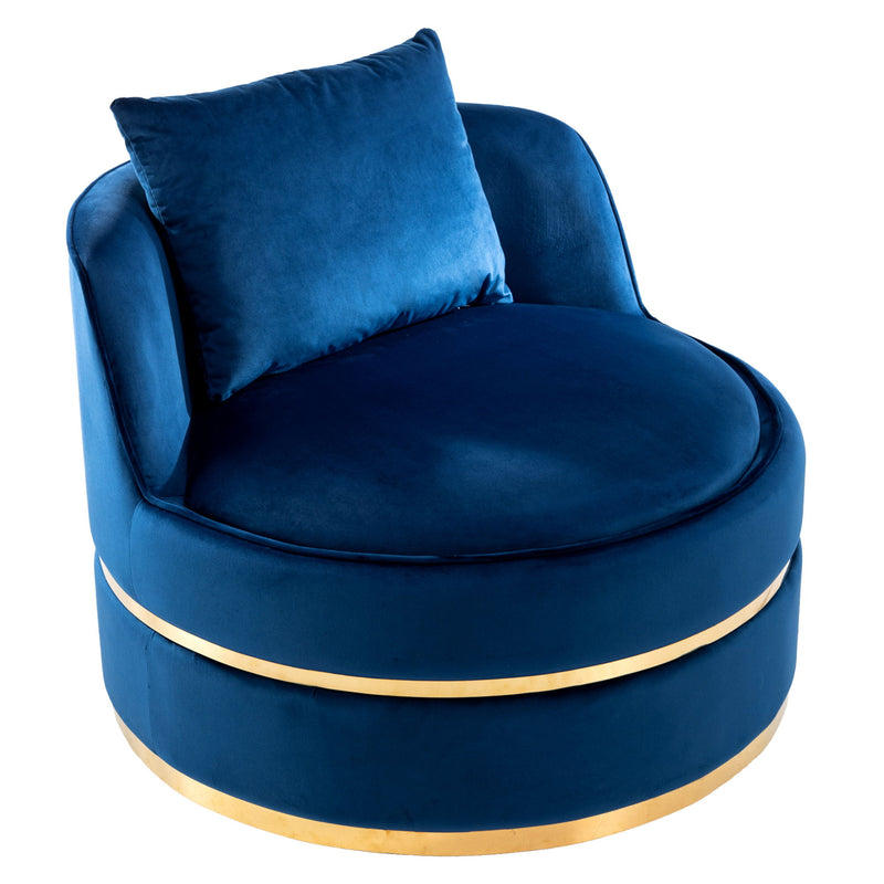 360° Swivel Accent Chair Velvet Modern Upholstered Barrel Chair Over-Sized Soft Chair With Seat Cushion For Living Room