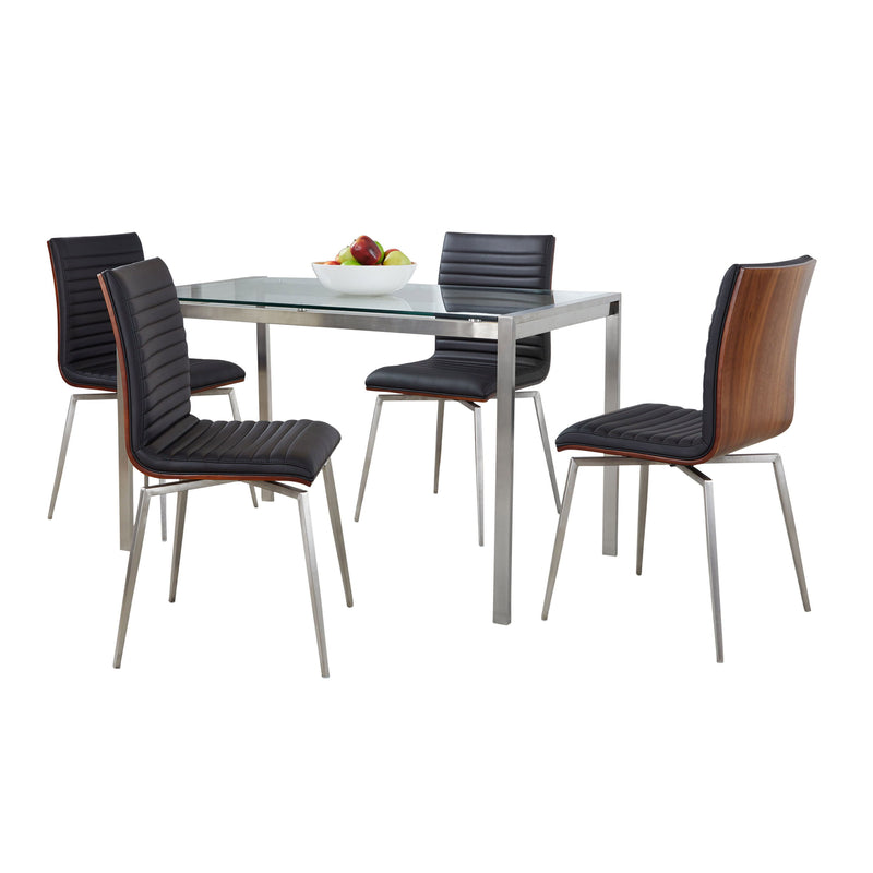 Fuji Mason - Swivel Contemporary Dining Set Dining Set, Glass, 5 Piece