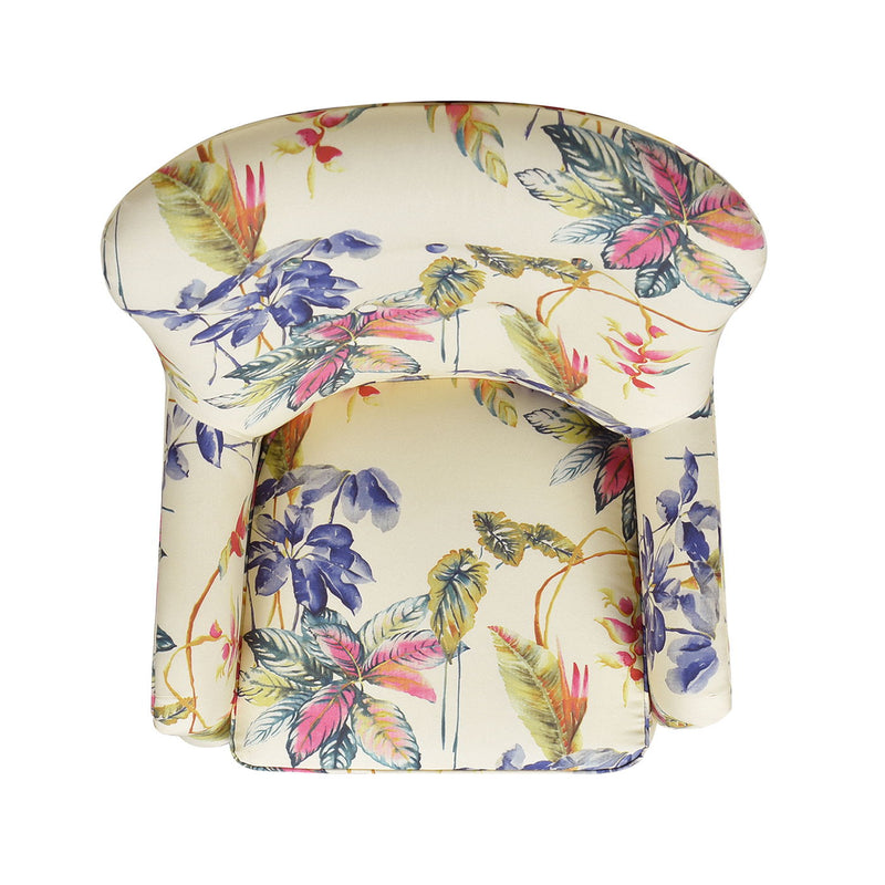 Paradise - Upholstered Arm Chair Floral Printed On Cotton - Off-White