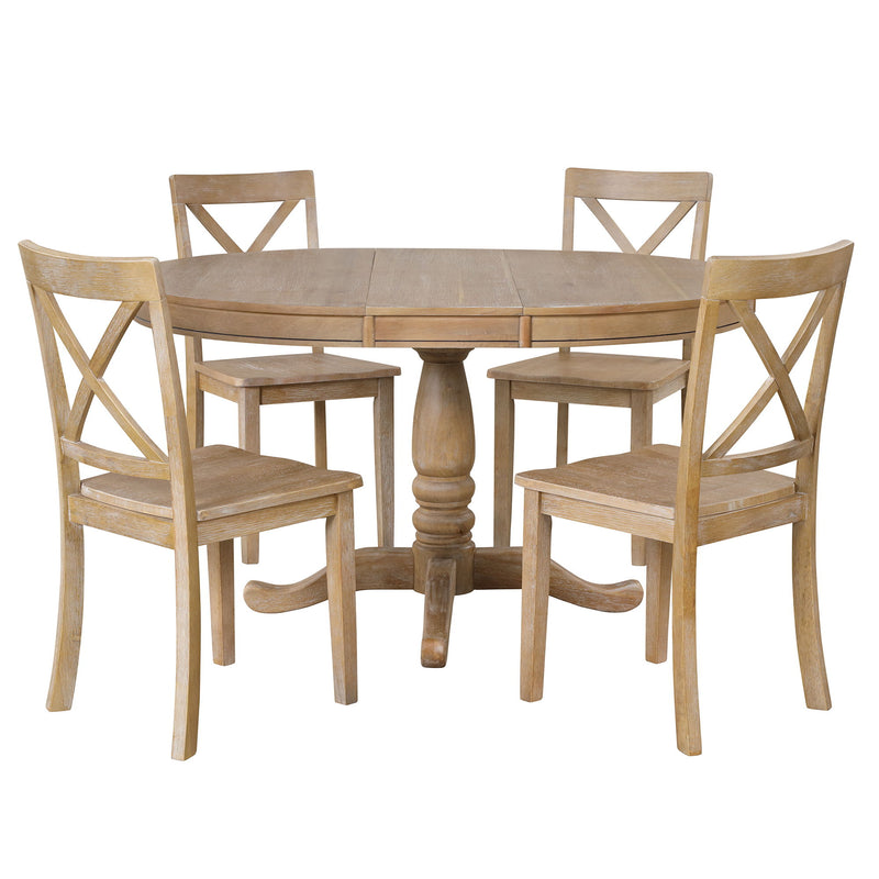 Modern Dining Table Set For 4, Round Table And 4 Kitchen Room Chairs, 5 Piece Kitchen Table Set For Dining Room, Dinette, Breakfast Nook