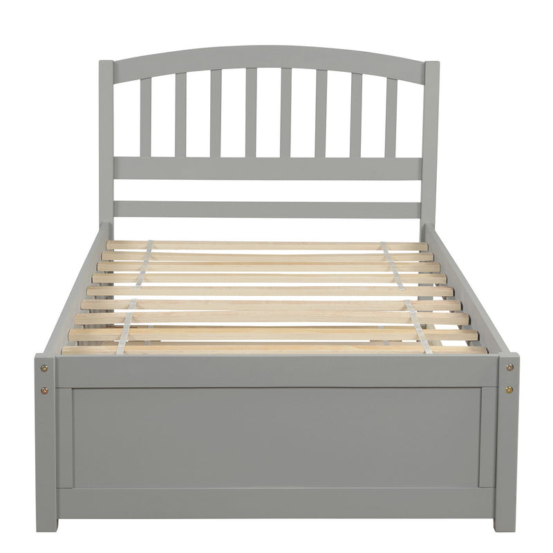 Twin Size Platform Bed Wood Bed Frame With Trundle