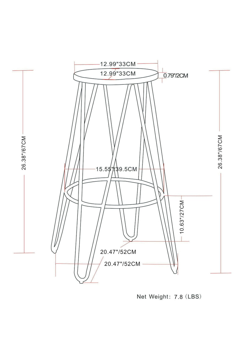 Simeon - Multifunctional Metal Stool With Wood Seat