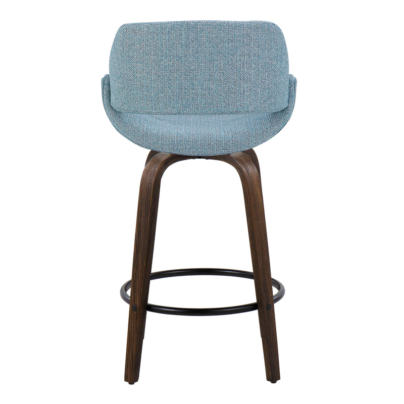 Fabrico - Mid Century Modern Fixed Height Counter Stool & Round Footrest (Set of 2)