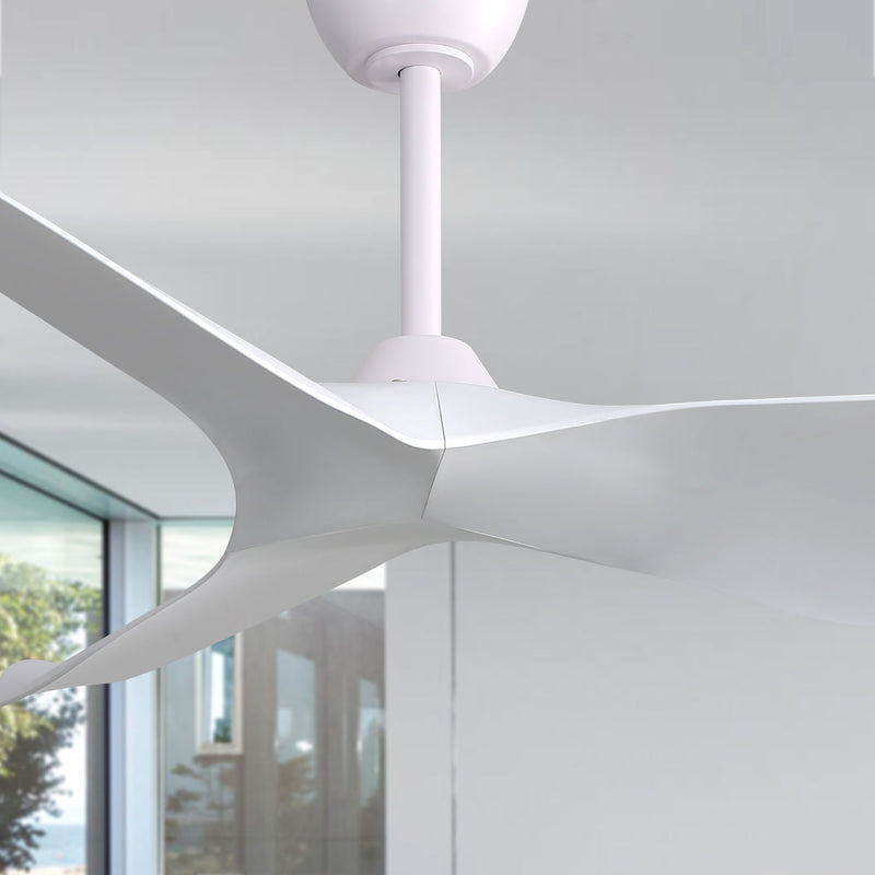 Indoor Ceiling Fan Without Light, 6 Speeds Reversible DC Motor, 3 ABS Blade Ceiling Fan White For Bedroom - White