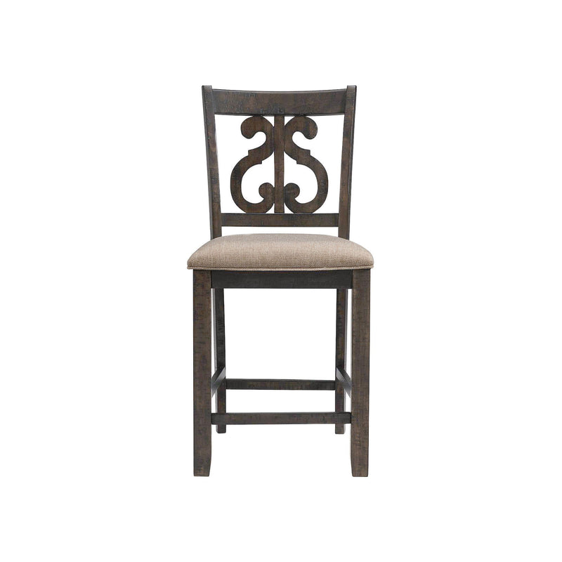 Stone - Counter Swirl Back Side Chair (Set of 2) - Smokey Walnut