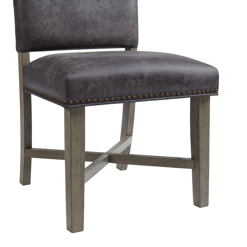 Collins - Dining Side Chair With Stretcher With Brown PU (Set of 2) - Gray