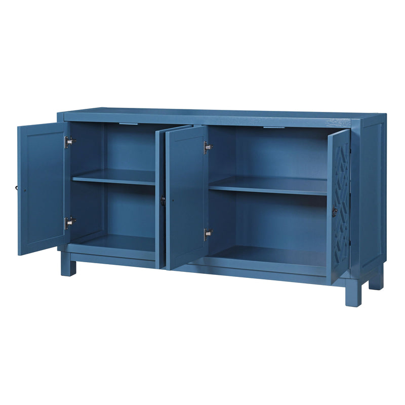 Large Storage Space Sideboard, 4 Door Buffet Cabinet With Pull Ring Handles For Living Room, Dining Room