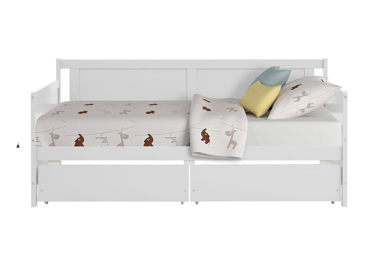 Daybed with two drawers, Twin size Sofa Bed, Two Storage Drawers for Bedroom,Living Room ,White(New SKU:W504P149045)