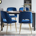 Velvet Dining Chairs With Metal Legs And Hollow Back Upholstered Dining Chairs