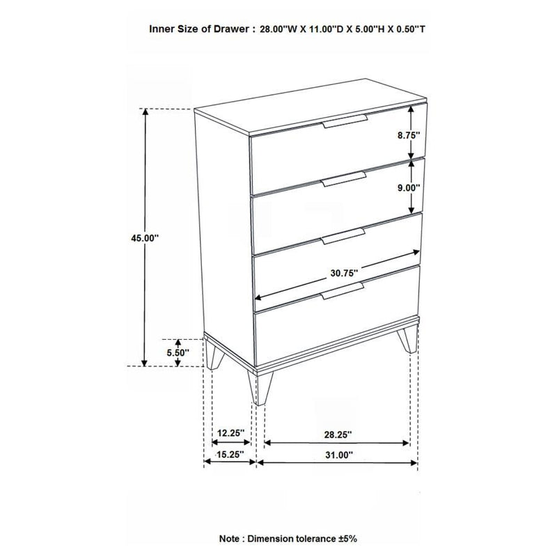 Mays - 4-Drawer Bedroom Chest - Walnut