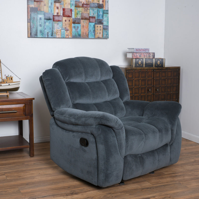 Classic Design, Plush Fabric, Glider Recliner