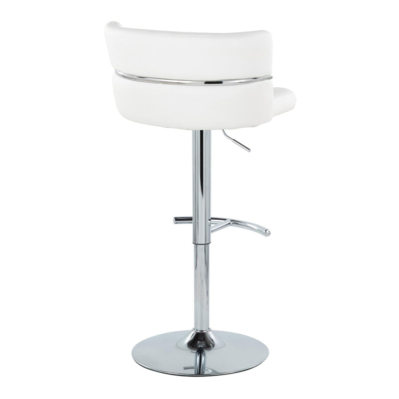 Cinch - Contemporary Adjustable Barstool With Swivel With Rounded T Footrest (Set of 2) - Chrome / White