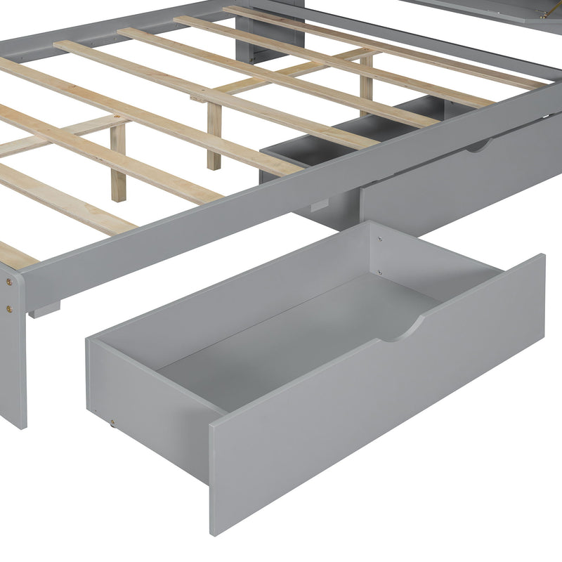 Platform Bed With USB, Storage Headboard & Drawers