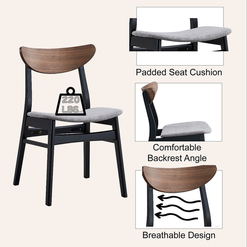 Rebi - Side Chair (Set of 2) - Gray Linen, Walnut & Black Finish