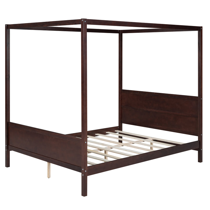 Queen Size Canopy Platform Bed with Headboard and Footboard,Slat Support Leg - Espresso(OLD SKU:LT001912AAP)