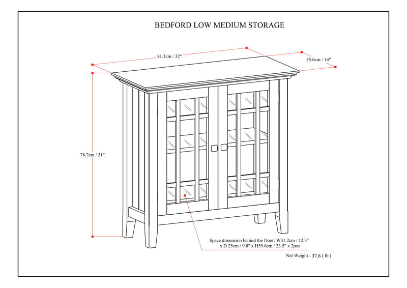 Bedford - Low Storage Media Cabinet - Rustic Natural Aged Brown