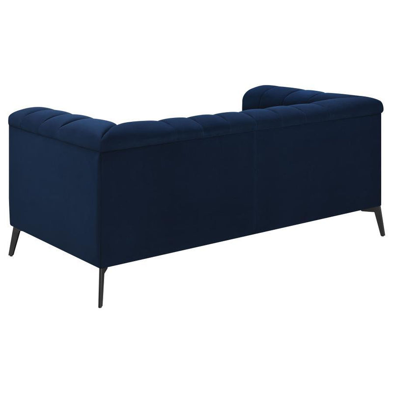 Chalet - Upholstered Tuxedo Arm Tufted Loveseat - Blue